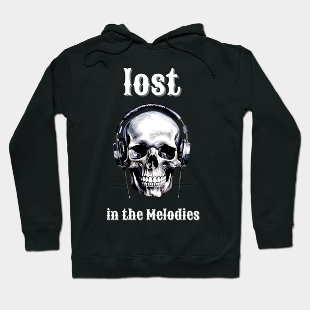 skull with headphones lost in the melodies Hoodie by in leggings